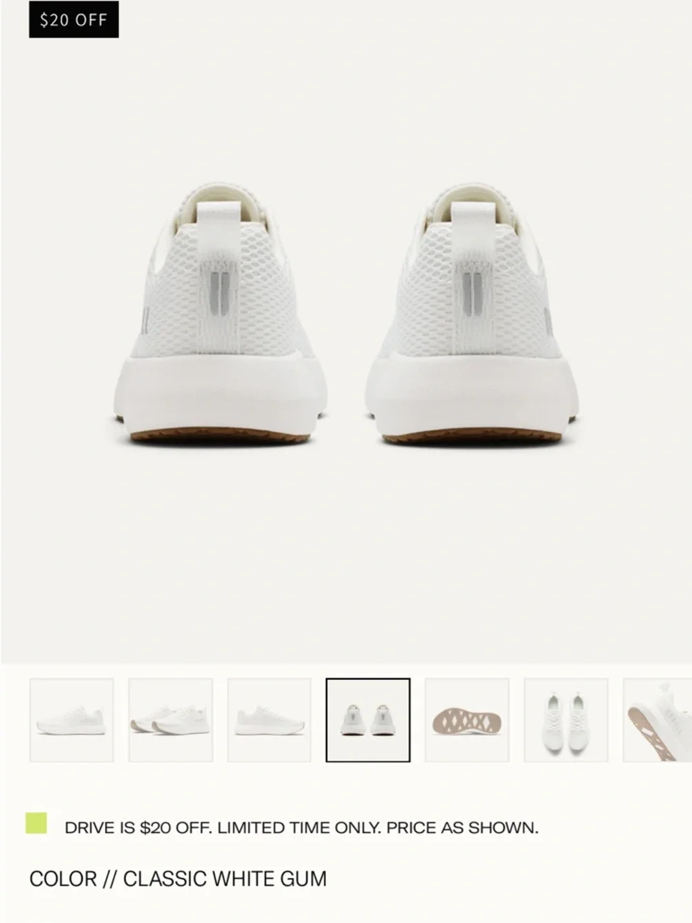 NOBULL Drive Mesh Sneaker in White Gum, size 8 - Picture 4 of 8